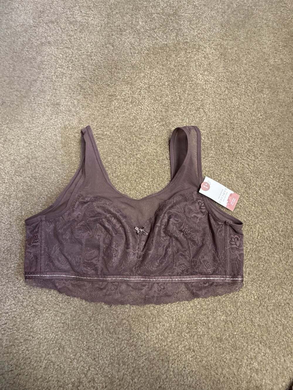 Cacique Lane Bryant NWT Modern Lace & Mesh Unlined No-Wire Bralette  18 20 Plum
